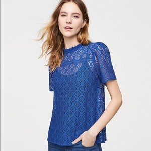 Ann Taylor Loft Blue Lace Top